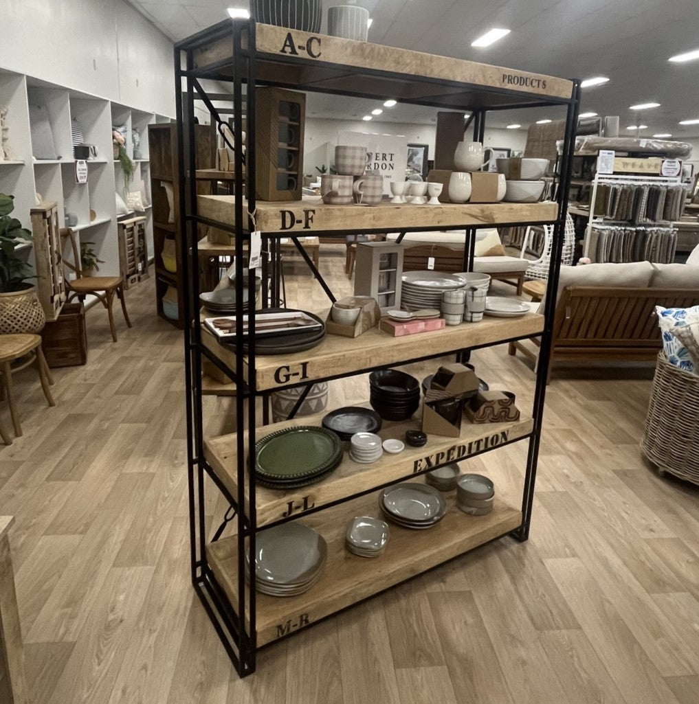 5 Tier Wood Iron Bookshelf