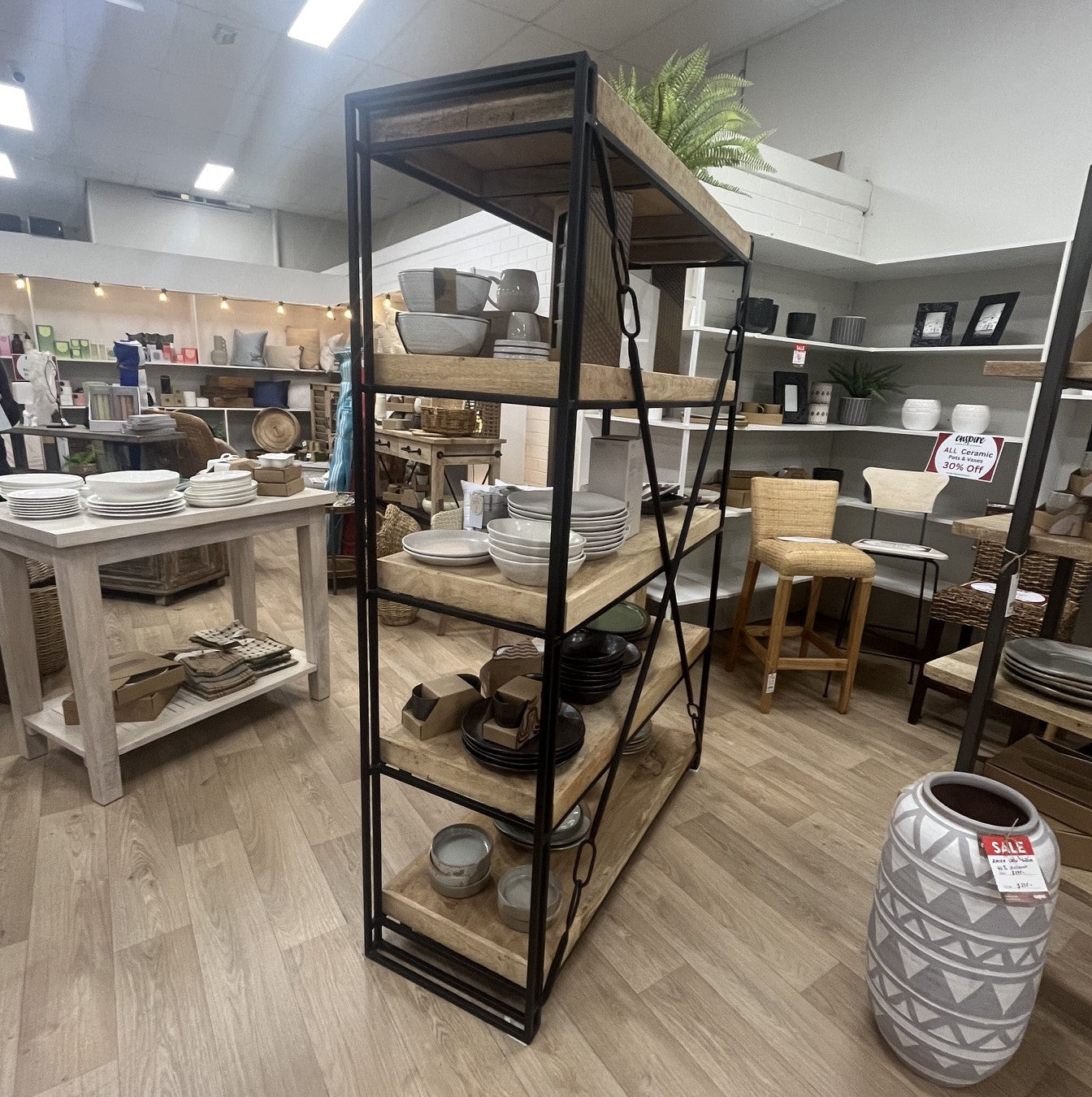 5 Tier Wood Iron Bookshelf