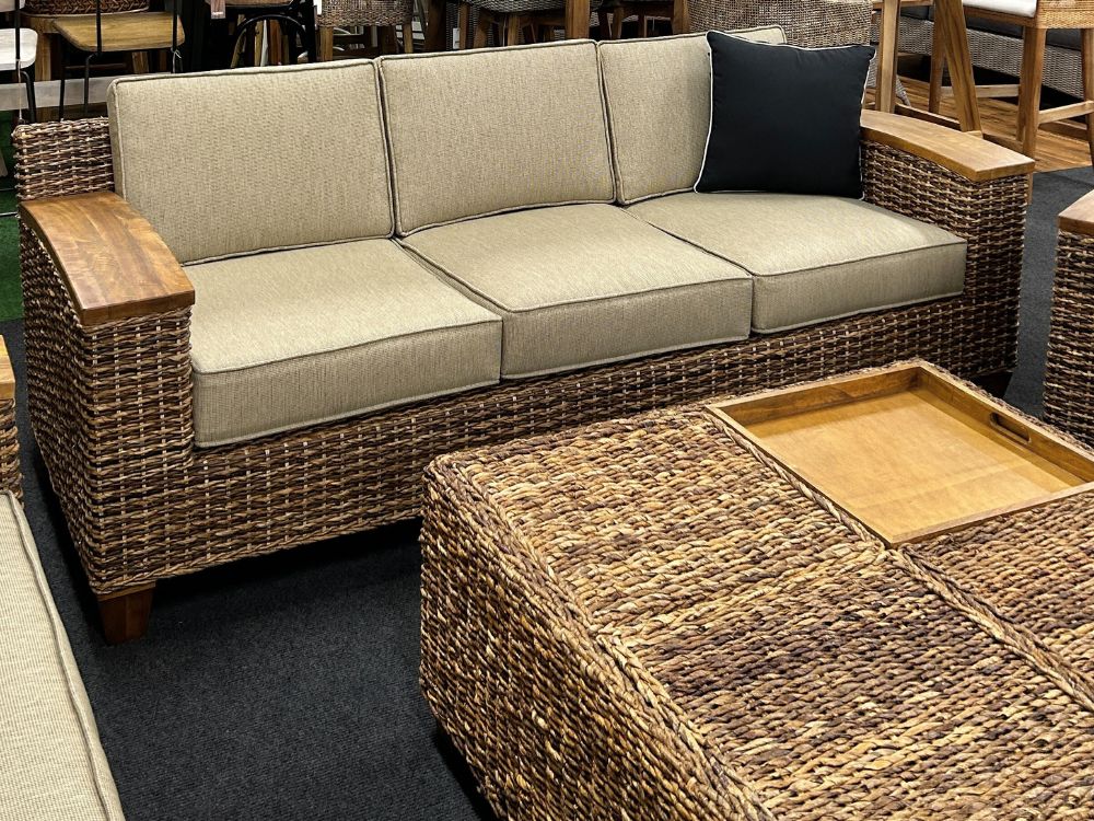Zanzibar 3 Seat Sofa W/Wood enspirefurniture
