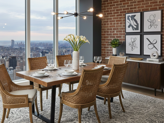 Plank Dining Table Metal Hoop Leg