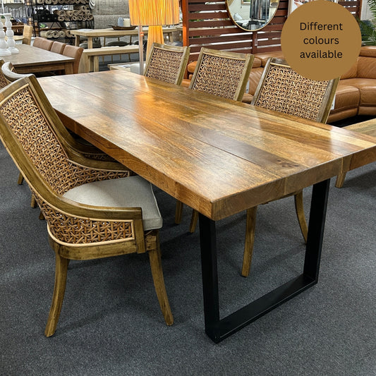 Plank Dining Table Metal Hoop Leg