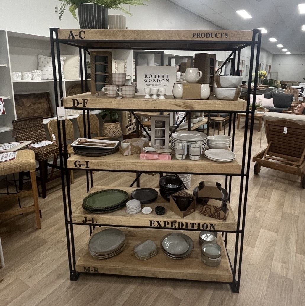 5 Tier Wood Iron Bookshelf